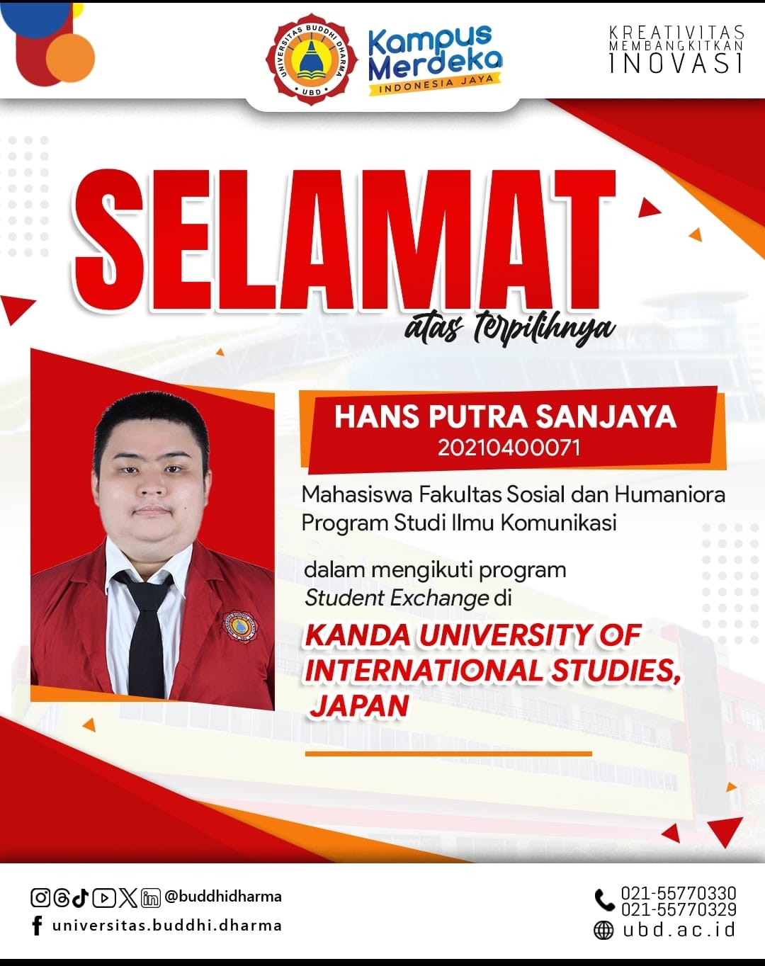 Selamat Kepada Mahasiswa Yang Mengikuti Pertukarang Pelajar