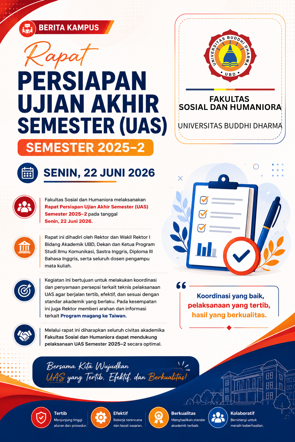 Rapat Persiapan Ujian Akhir Semester (UAS) Semester 2025–2 hari Senin, 22 Juni 2026