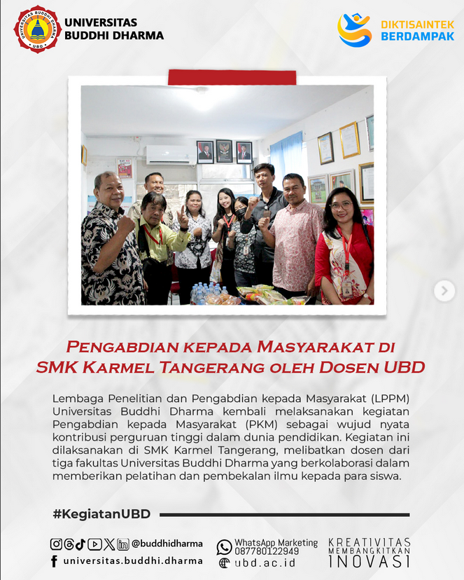 Pengabdian Kepada Masyarakat di SMK Karmel Tangerang Oleh Dosen UBD